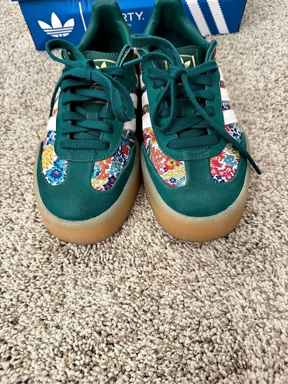 Adidas Women’s Sambae Liberty London Collegiate Green Floral Sneakers US 7 - Picture 6 of 9
